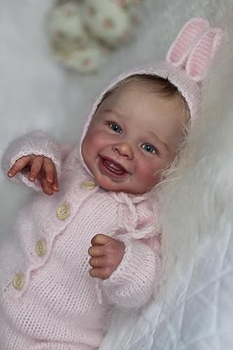 Anano Smiley Reborn Baby Puppen Harper 20-Zoll Neugeborene Baby Puppen, die echte weiche Vinyl Real Life Baby Puppe Geschenk für Kinder Alter 3+ von Anano