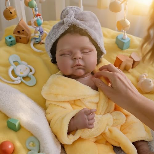 Anano Vollsilikon Baby Ganzkörper-20 Lebensechte Reborn-Puppe - Afroamerikanisches Biracial Mischlings-Babypuppen Mit Realistischen Locken - Anatomisch Korrekt Anano Vollsilikon Baby Ganzkörper-20 Lebensechte Reborn-Puppe - Afroamerikanisches Biracial Mischlings-Babypuppen Mit Realistischen Locken - Anatomisch Korrekt von Anano