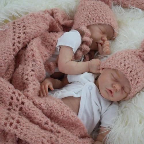 Anano Vollsilikon Baby Reborn Puppen Zwillings - Sehen Aus & Fühlen Sich An Wie Echte Babys Handgefertigte Lebensechte Babypuppen Neugeborenen-Zwillinge Als Sammler-Set Für Mädchen von Anano