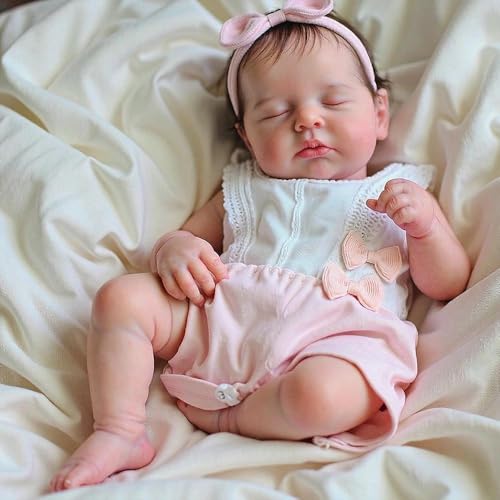 Anano Vollsilkion Baby Mädchen Reborn Puppe 50cm (20 Zoll), Lebensechte Babypuppen Wie EIN Echtes Baby, Anatomisch Korrekte Silikonpuppe Für Mädchen von Anano