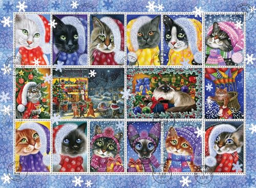 Anatolian Puzzle 1000 Teile - Weihnachtskatzen Stempelsammlung - Puzzle Größe 66x48cm (H) Puzzle für Erwachsene, Senioren und Kinder ab 12 Jahren von Anatolian