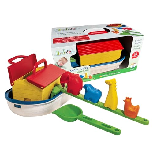 anbac Arche - Antibakterielles Sanspielzeug für Kinder ab 1 Jahr, 13 Teile, Outdoor Spielzeug für den Garten und Sandkasten inkl. Sieb, Förmchen, Schaufel, Rechen und Tragegriffe für unterwegs von Eitech