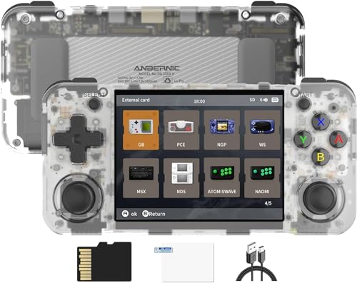Anbernic RG35XX H Retro Handheld Game Console , Support HDMI TV Output 5G WiFi Bluetooth 4.2 , 3.5 Inch IPS Screen Linux System Built-in 64G TF Card 5515 Games (RG35XX H-Transparent White) von Anbernic