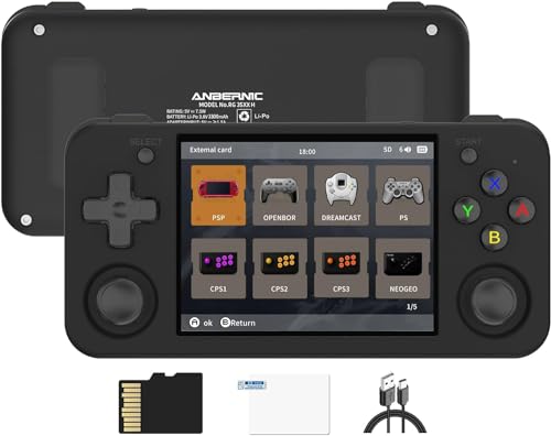 Anbernic RG35XX H Retro Handheld Spielkonsole, Support HDMI TV Output 5G WiFi Bluetooth 4.2 , 3.5 Inch IPS Screen Linux System Built-in 64G TF Card 5515 Games(RG35XX H-Black) von Anbernic