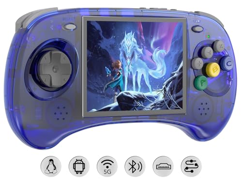 RG ARC S Retro Handheld Spielkonsole , Single Linux System with 128G SD Card 4541 Games Support 5G WiFi 4.2 Bluetooth Moonlight Streaming and HDMI (Transparent Blue) von Anbernic