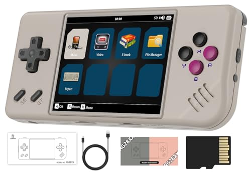 RG28XX Retro Handheld Game Console , 2.83 Inch Screen Built-in 64G SD Card 6000 Games Linux System Support TV Output (RG28XX-Gray) von Anbernic