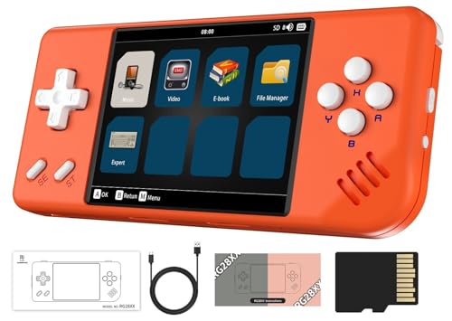 RG28XX Retro Handheld Game Console , 2.83 Inch Screen Built-in 64G SD Card 6000 Games Linux System Support TV Output (RG28XX-Orange) von Anbernic