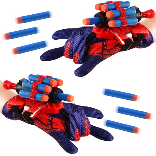 Anbobili 2 Set Launcher Handschuh, Hero Launcher Handgelenk Spielzeug, Spider Handschuhe Held Launcher Cosplay Glove Launcher, Hero Launcher Glove Lustiges Lernspielzeug Kostüm Requisiten für Kinde von Anbobili