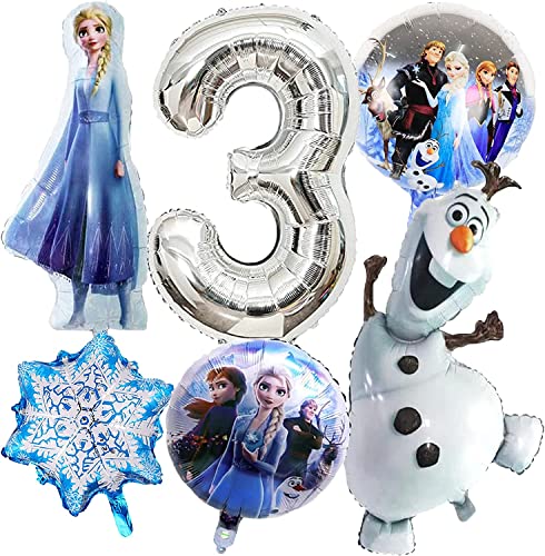 Frozen Ballons, 3 Jahr Frozen Geburtstagsdeko Mädchen, Frozen geburtstagsdeko 3 Jahre, Frozen Party Luftballons Frozen Folienballon Schneeflocke Luftballons für Kinder Geburtstag Party Dekoration von Anbobili