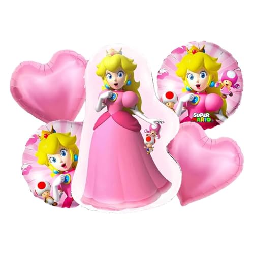 Luftballons Prinzessin Geburtstag - Peach Deko Set Mit 5 Folienballons für Mädchen Luftballons Prinzessin Geburtstag - Peach Deko Set Mit 5 Folienballons für Mädchen von Anbobili