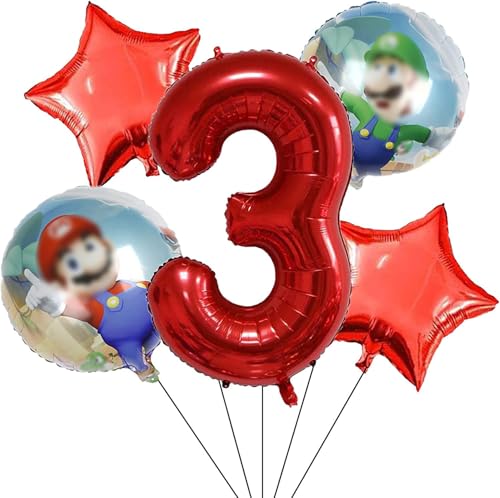 Luftballons Geburtstag 3 Jahre, 5 Stück Ballons Geburtstag Kinder, Luftballons 3. Geburtstag, Geburtstag Dekoration 3 Jahre, Folienballons für Partydekorationen Jungen und Mädchen von Anbobili