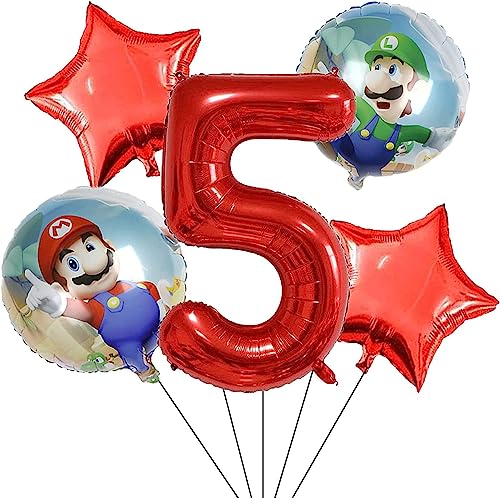 Luftballons Geburtstag 5 Jahre, 5 Stück Ballons Geburtstag Kinder, Luftballons 5. Geburtstag, Geburtstag Dekoration 5 Jahre, Folienballons für Partydekorationen Jungen und Mädchen von Anbobili