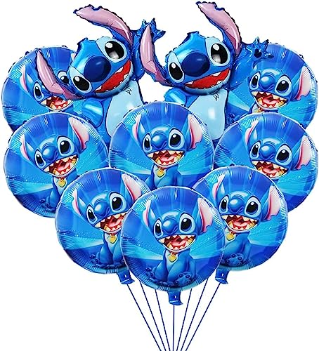 Luftballons Geburtstag Stitch, 10 Stück Stitch Luftballons, Stitch Party Deko Set, Kindergeburtstag Luftballons, Folienballons Stitch Ballon Set für Junge und Mädchen Party Dekoration von Anbobili