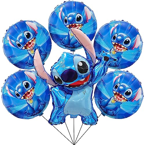 Luftballons Geburtstag Stitch, 6 Stück Stitch Luftballons, Stitch Party Deko Set, Kindergeburtstag Luftballons, Folienballons Stitch Ballon Set für Junge und Mädchen Party Dekoration von Anbobili