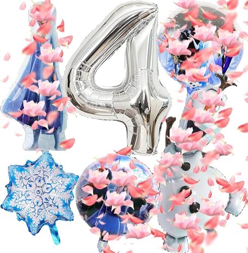 Luftballons zum 4. Geburtstag, Folienballons, Schneeflocke, für Dekoration zum Kindergeburtstag Luftballons zum 4. Geburtstag, Folienballons, Schneeflocke, für Dekoration zum Kindergeburtstag von Anbobili