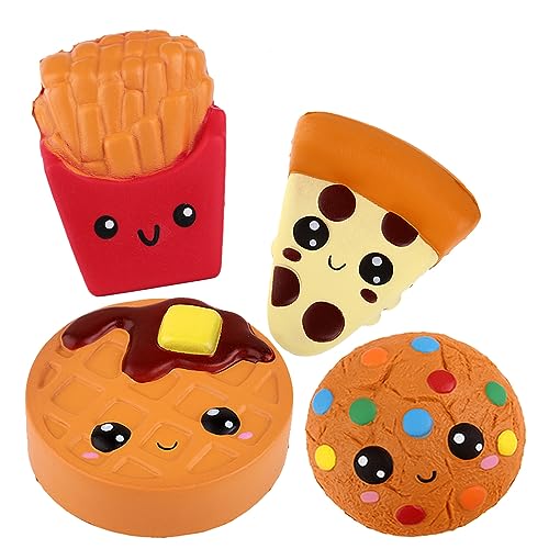 ANBOOR Pommes Frites Waffel Keks Pizza Langsam Steigendes Squeeze Toys Kawaii Duftendes Süßes Squishy Stressabbau Spielzeug (Jumbo, 4er-Set) von ANBOOR