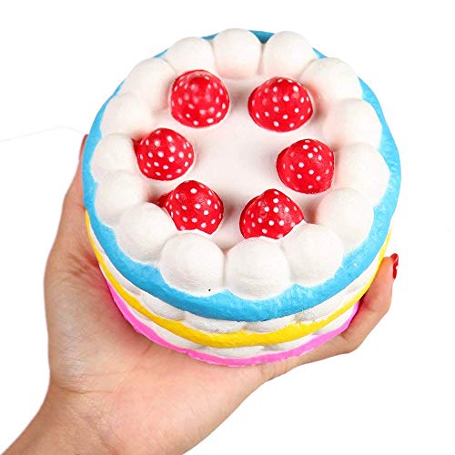 Anboor Squishies Erdbeer-Kuchen Langsam Steigend Squeeze Spielzeug Slow Rising Antistress Squishies Spielzeug für Kinder Erwachsene (Regenbogen, 11*11*6,6cm, 1pcs) von ANBOOR
