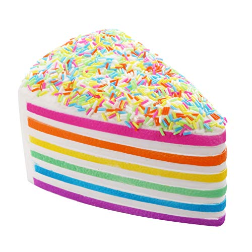 ANBOOR Squishies Regenbogen Kuchen Torte Langsam Steigend Squeeze Spielzeug Antistress Squishies Essen Slow Rising Spielzeug Bunt für Kinder Erwachsene (Farben zufällig, 15 * 10 * 7,6cm, 1 Stück) von ANBOOR