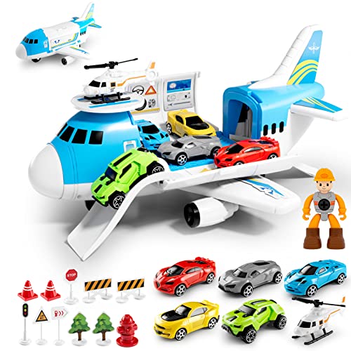 Anby families Spielzeug ab 3 Jahre Junge,19 in 1 Transport Flugzeug Spielzeug, Auto Spielzeug Kinder,Lernspielzeug für Junge Mädchen von Anby families