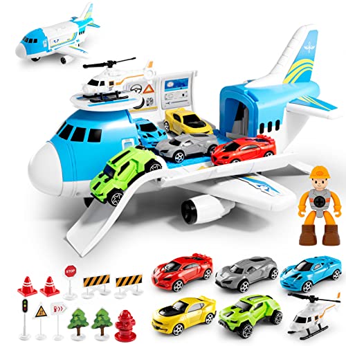 Anby families Spielzeug ab 3 Jahre Junge,19 in 1 Transport Flugzeug Spielzeug Auto Kinder,Lernspielzeug für Junge Mädchen von Anby families