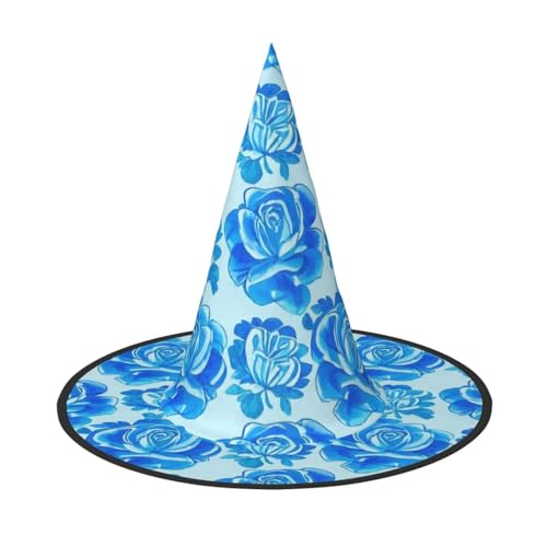 Anceky Blaue Blumenmuster mit Rosendruck, Halloween-Hüte, Partys, Weihnachts-Make-up, Rollenspiel-Zubehör von Anceky
