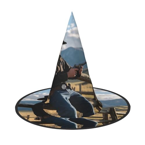 Anceky Cowboyhut mit schwarzem Westernstiefel-Print, Halloween-Hüte, Partys, Weihnachts-Make-up, Rollenspiel-Zubehör von Anceky