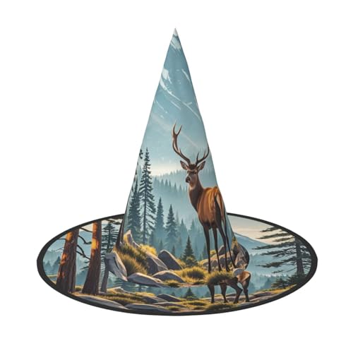 Anceky Hirsch-Bergkiefer-Wilderness-Print, Halloween-Hüte, Partys, Weihnachts-Make-up, Rollenspiel-Zubehör von Anceky