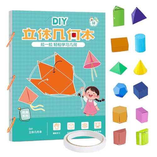 Ancsttu 3D Geometrie Lernbuch - Ziehfaden 3D Geometrische Formen Spielzeug Mathebuch,Flechtspiel Mit Schnur Für Jugendliche Mädchen Anfänger Homeschool Kindergarten Reise von Ancsttu