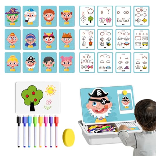 Ancsttu Magnetspiel Puzzle Box, Magnetpuzzle Für Kinder, Lustige Gesichts Puzzle Spielzeugzeichnung Magnetspiel Spielzeug Lustige Pädagogisches Magnetgeschenk Für Zuhause, Flugzeug, Autoreise von Ancsttu