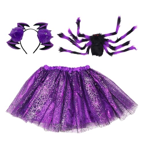 Ancsttu Spinnenkostüm Set | Halloween Spinnen Kostüm Mit Tüllrock Und Flügeln | Auffälliges Grusel Kostüm Mit Stirnband Für Kinder 2–15 Jahre von Ancsttu