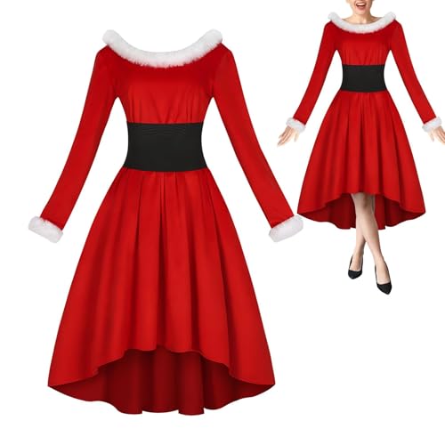 Ancsttu Weihnachtsmann-Kostüm für Damen,Weihnachtsmann-Kostüm für Damen - Weihnachtskleid Vintage Weihnachtsmannkleid | Rundhals-Weihnachtskostüm-Kleid, hautfreundliches Damen-Weihnachtsmann-Kleid für Ancsttu Weihnachtsmann-Kostüm für Damen,Weihnachtsmann-Kostüm für Damen - Weihnachtskleid Vintage Weihnachtsmannkleid | Rundhals-Weihnachtskostüm-Kleid, hautfreundliches Damen-Weihnachtsmann-Kleid für von Ancsttu