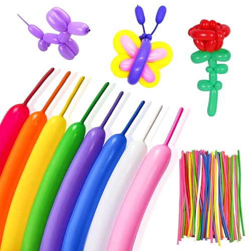 100 Stück Magic Modellierballons Luftballons, Lange Bunte Ballons, Lange Latexballons In Tierform, Für Kindergeburtstag Party Hochzeit Dekoratio (Matt) von Ancuioyz