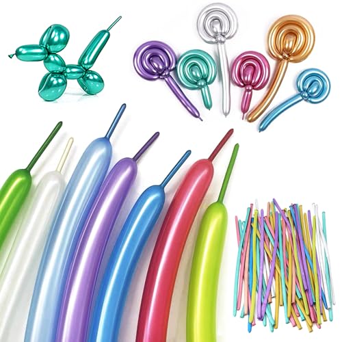 100 Stück Magic Modellierballons Luftballons, Lange Bunte Ballons, Lange Latexballons In Tierform, Für Kindergeburtstag Party Hochzeit Dekoratio (Perlglanz) von Ancuioyz