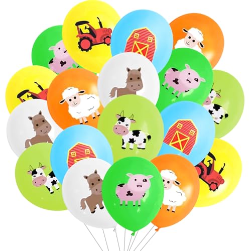 36 Stück Baufahrzeug Luftballons, Laster Kran Druck Ballons, Fahrzeuge Luftballons für Jungen Geburtstags Party Dekoration (Bauernhof) von Ancuioyz