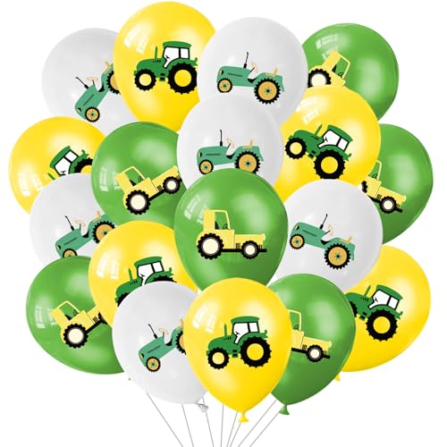 36 Stück Baufahrzeug Luftballons, Laster Kran Druck Ballons, Fahrzeuge Luftballons für Jungen Geburtstags Party Dekoration (Traktor) von Ancuioyz