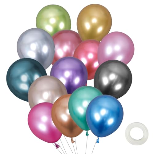50 Stück Luftballons Metallic, Luftballons Geburtstag 12 zoll, Goldene Luftballons, Ballons für Deko Geburtstag, Deko Hochzeit, Party Deko(Gemischte Metallicfarben) von Ancuioyz
