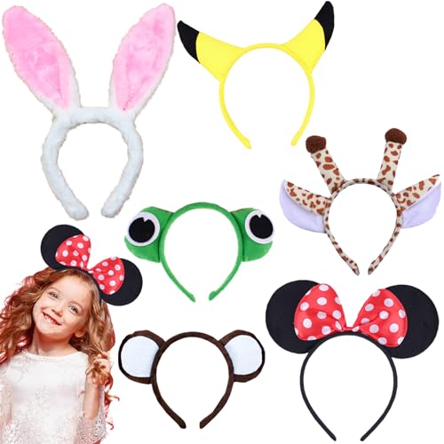 Ancuioyz Tier Haarreif, 6 Stücke Cartoon Hasenohren Mit Ohren Stirnbänder, Giraffe, Frosch, Maus Stirnband, Kinder Set für Cosplay Geburtstag Party Karneval Ancuioyz Tier Haarreif, 6 Stücke Cartoon Hasenohren Mit Ohren Stirnbänder, Giraffe, Frosch, Maus Stirnband, Kinder Set für Cosplay Geburtstag Party Karneval von Ancuioyz