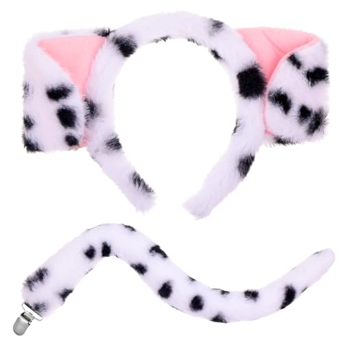 Andibro Dalmatiner Kostüm, Dalmatiner Ohren Stirnband und Schwanz Cartoon Welpen Ohren für Kinder Erwachsene Hundeohren und Hundeschwanz Set Dalmatiner Kostüm für Halloween Cosplay Partyzubehör Andibro Dalmatiner Kostüm, Dalmatiner Ohren Stirnband und Schwanz Cartoon Welpen Ohren für Kinder Erwachsene Hundeohren und Hundeschwanz Set Dalmatiner Kostüm für Halloween Cosplay Partyzubehör von Andibro