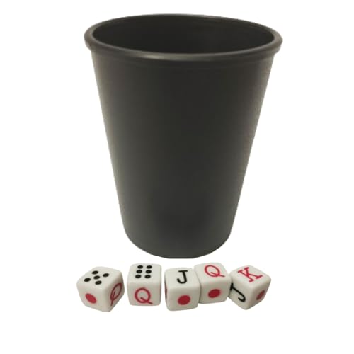 ANDINUS Set mit 5 Pokerwürfeln mit robustem Kunststoffbehälter, Brettspiel und Spaß, ideal für Meetings, Reisen und originelles Geschenk von Andinus