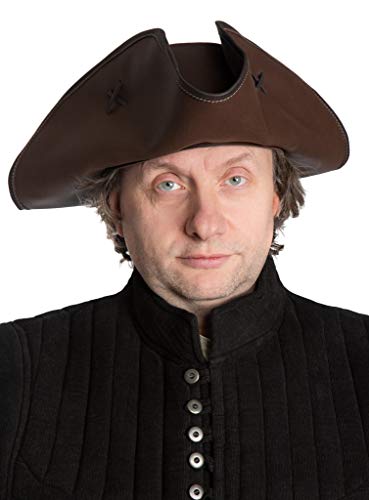 Andracor - Handgefertigter Dreispitz - Piratenhut aus echtem Leder für Karneval, Mittelalter-Markt, Cosplay, Fantasy & Steampunk - Farbe: Braun - Hutgröße: 59-60 Andracor - Handgefertigter Dreispitz - Piratenhut aus echtem Leder für Karneval, Mittelalter-Markt, Cosplay, Fantasy & Steampunk - Farbe: Braun - Hutgröße: 59-60 von Andracor