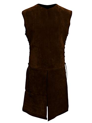 Andracor - Handgefertigter Waffenrock aus Leder für Jäger, Waldelfen und Bogenschützen - LARP, Mittelalter, Fantasy & Cosplay – Dunkelbraun – Größe: XL von Andracor