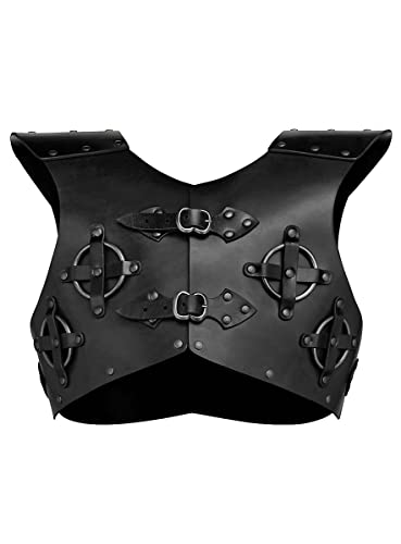 Andracor Handgefertigter mystisch verzierter Brustschutz aus Leder - Hexer - Schwarz - Kostüm-Zubehör für LARP, Mittelalter, Cosplay & Fantasy von Andracor