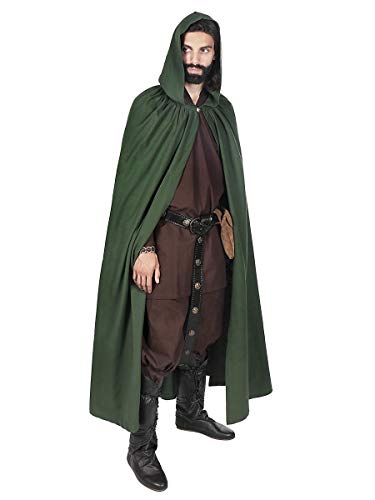 Andracor – Hochwertiger langer Kelten-Umhang mit Kapuze – Grün – individuell einsetzbar für Mittelalter, LARP, Cosplay & Fantasy von Andracor