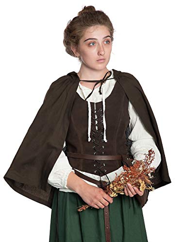 Andracor - Hochwertiger Mittelalter Kinder-Umhang mit Kapuze - universell einsetzbar für LARP, Mittelalter, Fantasy & Cosplay - Farbe: Braun - Größe: S-M von Andracor