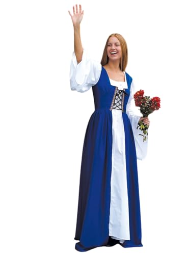 Andracor Magd Mittelalter Kostüm Kleid - 2-teilg - blau - Größe: L-XL - Verkleidung LARP Karneval & Motto-Party von Andracor