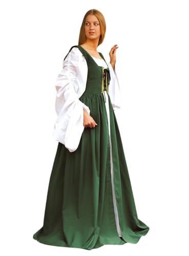 Andracor Magd Mittelalter Kostüm Kleid - 2-teilg - grün - Größe: S-M - Verkleidung LARP Karneval & Motto-Party von Andracor