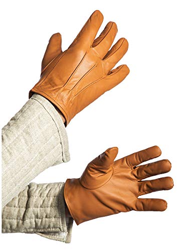 Andracor Robuste Handschuhe aus echtem Leder für verschiedene LARP-Charaktere - individuell einsetzbar für Mittelalter, Fantasy, Cosplay & Freizeit - Farbe: hellbraun - Größe: S von Andracor