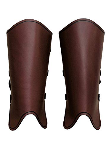 Andracor - Schlichte Echtleder Beinschienen - Stabile Rüstung Leder Rüstung - LARP Mittelalter Cosplay & Steampunk - Braun Andracor - Schlichte Echtleder Beinschienen - Stabile Rüstung Leder Rüstung - LARP Mittelalter Cosplay & Steampunk - Braun von Andracor