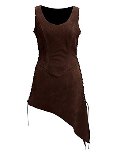 Andracor – Schlichtes Mieder mit Rock – Kurzes Überkleid aus Veloursleder mit Schnürung – für LARP, Mittelalter, Steampunk & Cosplay – Schwarz/Braun/Rot/Grün – XS bis XXXL von Andracor