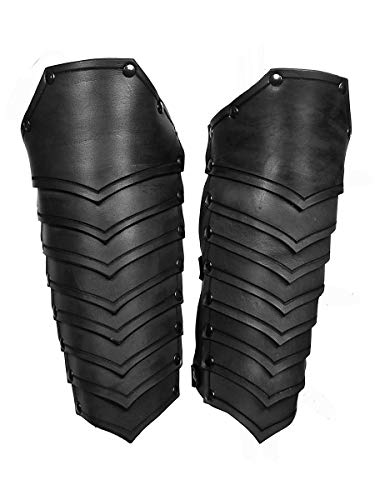 Andracor - Schuppen Armschienen - Sichere Rüstung aus echtem Leder mit Schnallen - mehrere Farbvarianten - LARP Mittelalter Wikinger & Steampunk - schwarz von Andracor